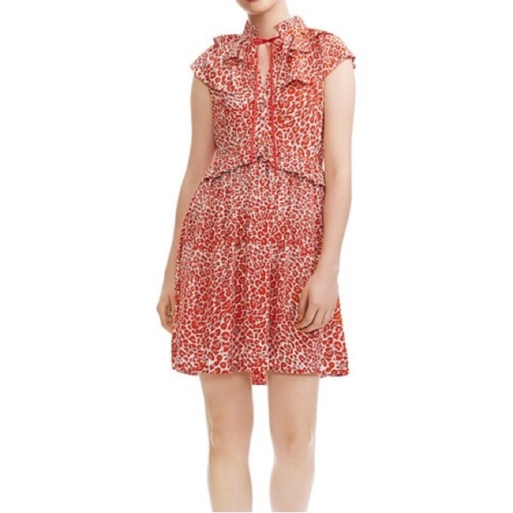 Maje Red Leopard Print Mini Dress
